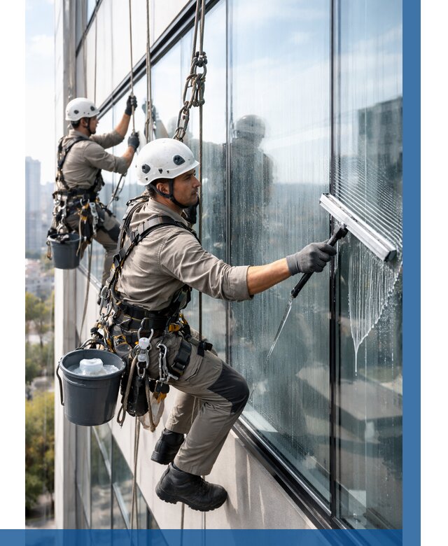 Мойка окон альпинистами в Осинниках от 4613 р. | ВЫСОТНИК-Снн