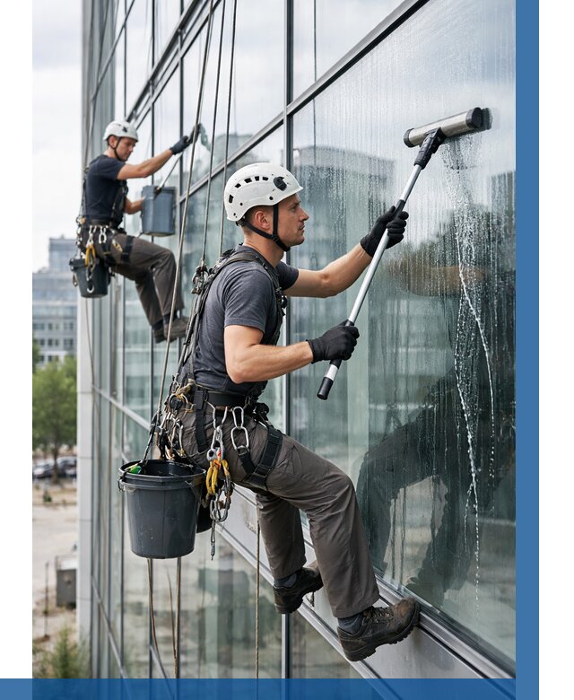 Мойка витражей альпинистами в Осинниках от 718 р. под ключ|ВЫСОТНИК-Снн