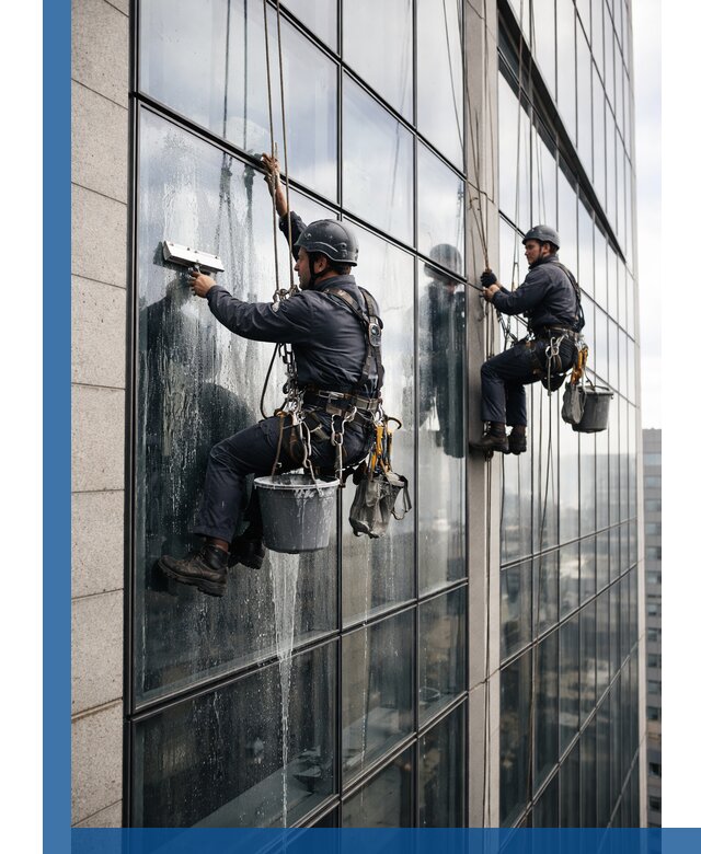 Профессиональная мойка стеклянных фасадов зданий в Осинниках