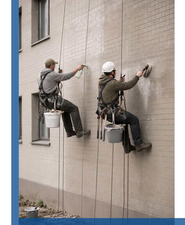 Удаление высолов с фасада зданий в Осинниках без повреждений и следов