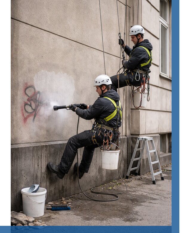 Удаление граффити с фасада в Осинниках от 4613 р. | ВЫСОТНИК-Снн