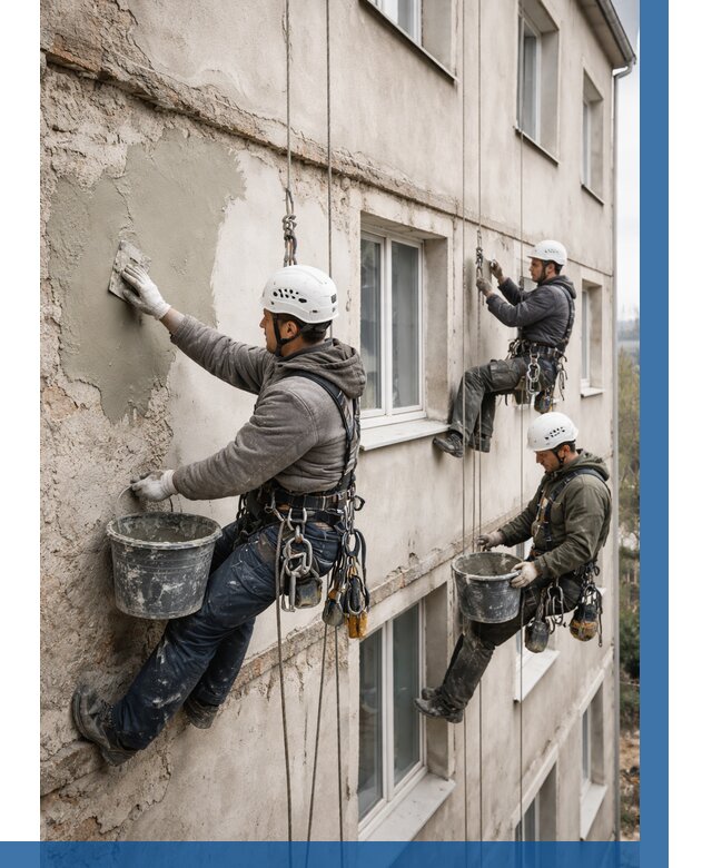 Ремонт штукатурного фасада в Осинниках от 769 р. под ключ | ВЫСОТНИК-Снн