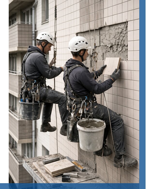 Ремонт облицовки фасада плиткой в Осинниках от 1845 р. | ВЫСОТНИК-Снн