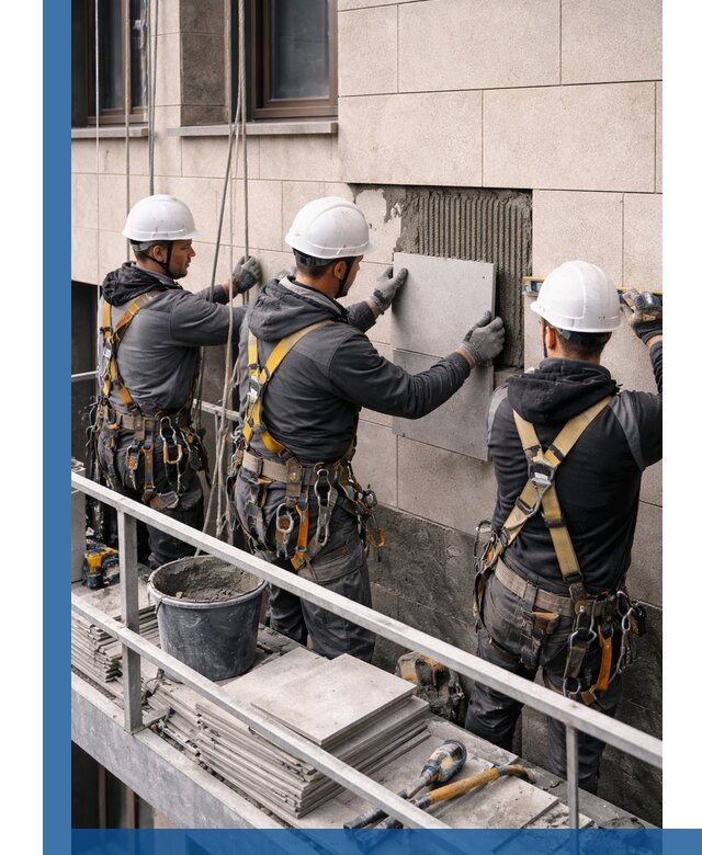 Ремонт облицовки фасада плиткой в Осинниках с гарантией