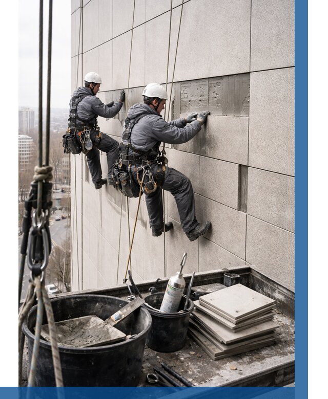 Ремонт фасада из керамогранита в Осинниках от 2563 р. | ВЫСОТНИК-Снн