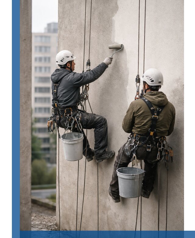 Покраска фасадов высотными альпинистами в Осинниках с гарантией