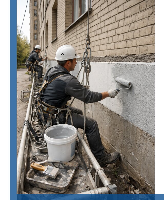 Окраска цоколя здания в Осинниках профессионально и надежно