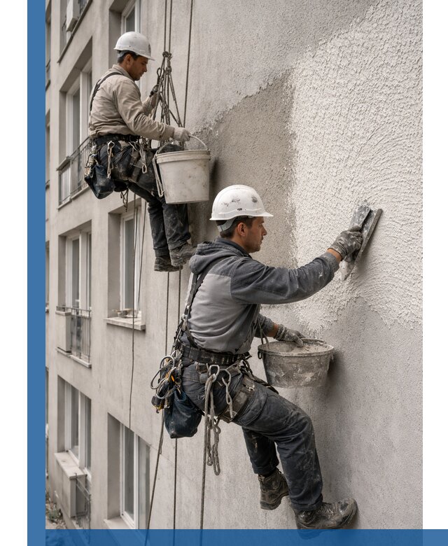 Нанесение декоративной штукатурки короед на фасад в Осинниках