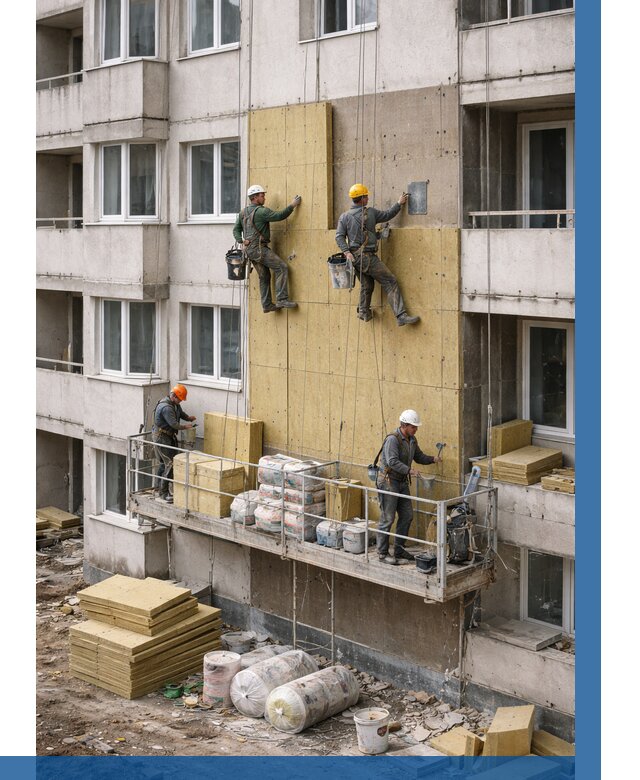 Утепление фасада минватой в Осинниках от 1538 р. | ВЫСОТНИК-Снн