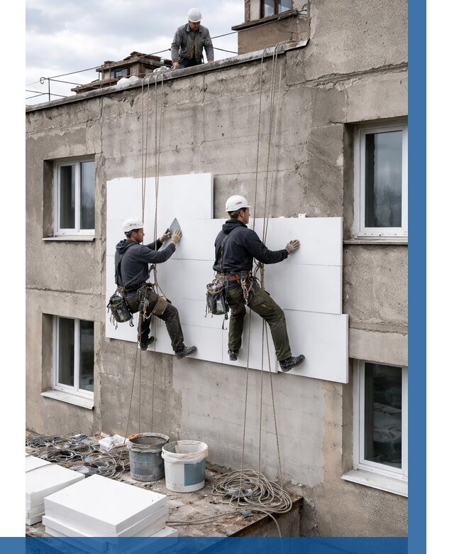 Утепление фасада пенополистиролом в Осинниках от 1845 р. | ВЫСОТНИК-Снн