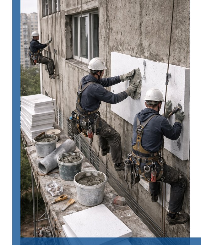 Утепление фасада пенополистиролом в Осинниках под ключ