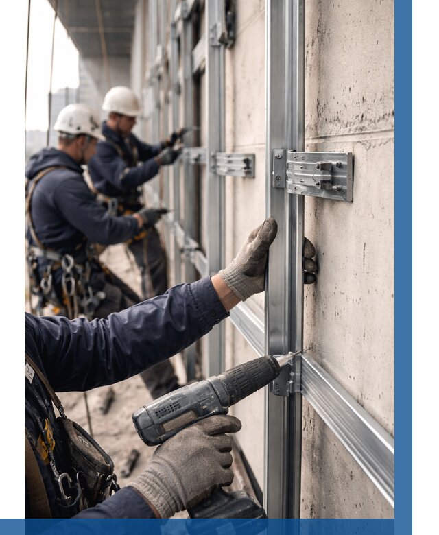 Монтаж подсистемы вентфасада в Осинниках от 871 р. | ВЫСОТНИК-Снн