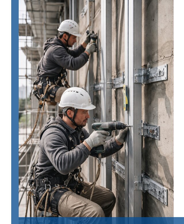 Монтаж и крепление подсистемы вентфасада в Осинниках