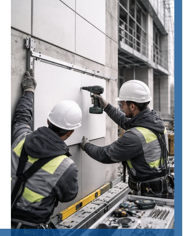 Монтаж композитных панелей фасада в Осинниках от 2563 р. | ВЫСОТНИК-Снн