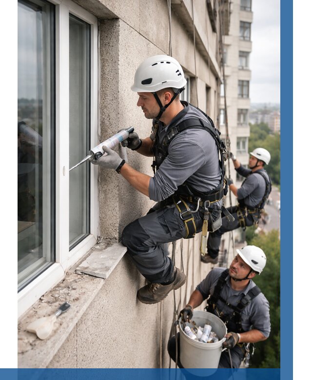 Герметизация оконных швов снаружи в Осинниках от 1538 р. | ВЫСОТНИК-Снн