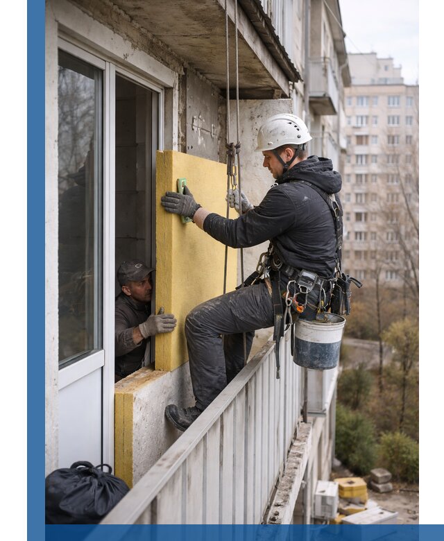 Профессиональное утепление балкона снаружи в Осинниках под ключ