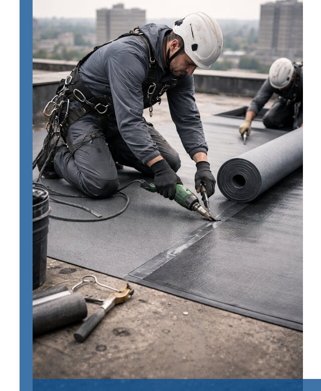 Ремонт мягкой кровли в Осинниках с выездом промальпинистов