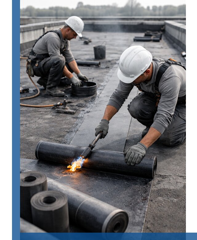 Ремонт рулонной кровли в Осинниках герметизация и восстановление