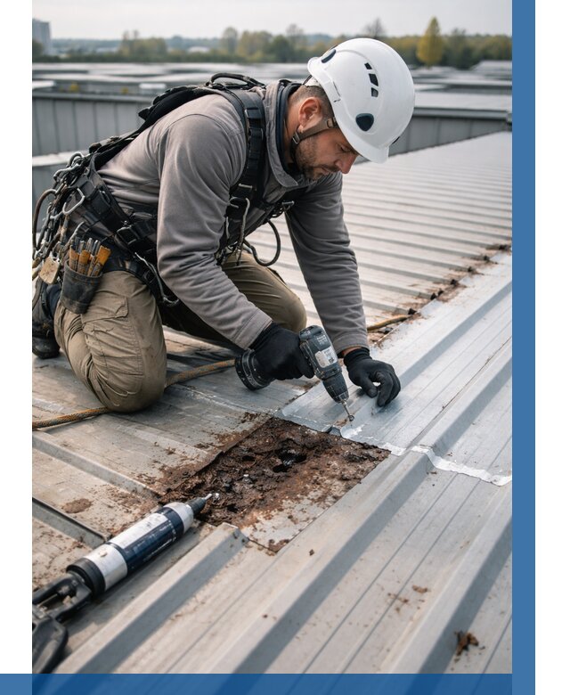 Ремонт профнастила на кровле в Осинниках от 718 р. | ВЫСОТНИК-Снн