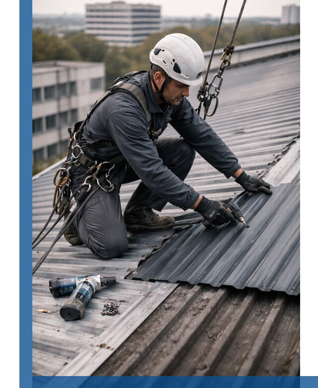 Ремонт профнастила на кровле в Осинниках, работы под ключ