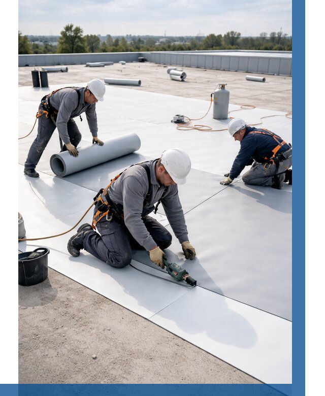 Монтаж мембранной кровли под ключ в Осинниках от 1230 р. | ВЫСОТНИК-Снн