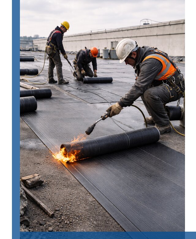 Монтаж наплавляемой кровли в Осинниках профессионально