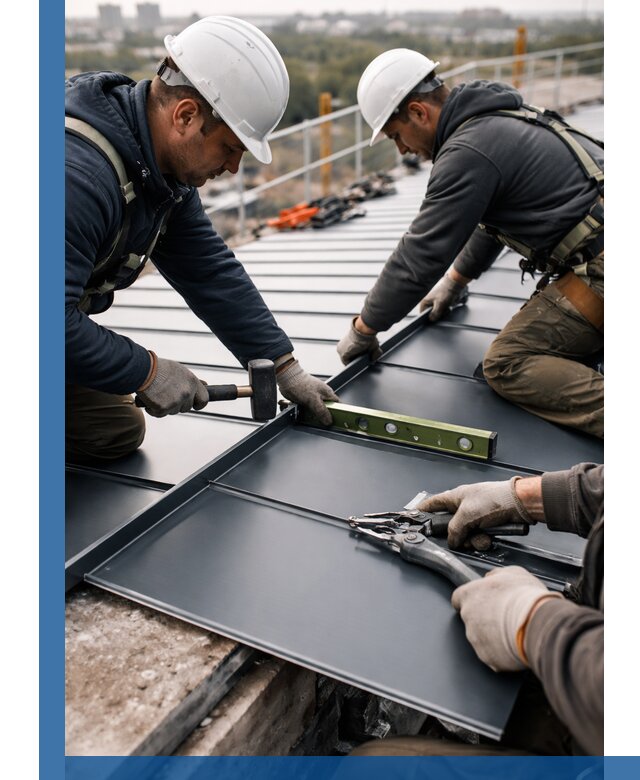 Монтаж фальцевой кровли в Осинниках для промышленных зданий