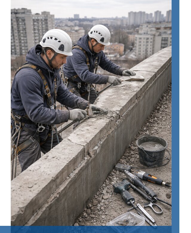 Ремонт парапета на кровле в Осинниках от 1538 р. | ВЫСОТНИК-Снн