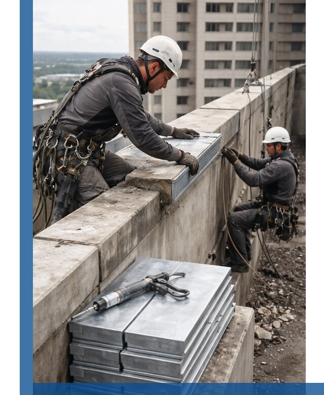 Замена парапетных крышек и установка новых в Осинниках