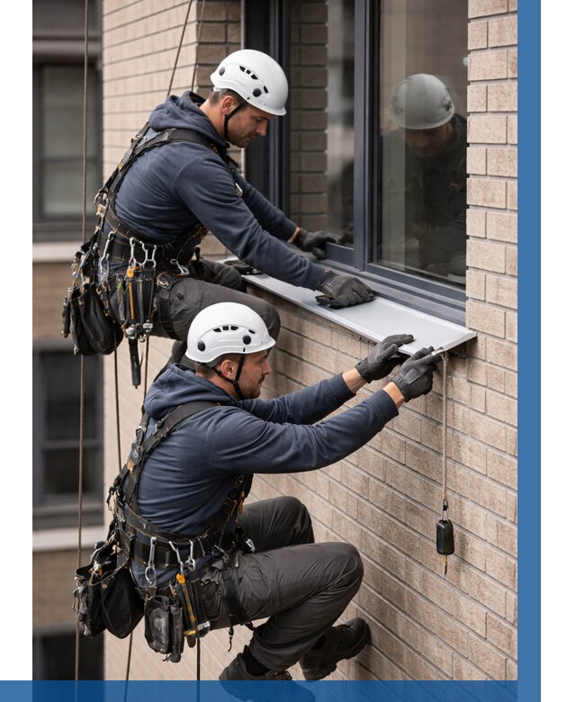 Монтаж оконных отливов под ключ в Осинниках от 3588 р. | ВЫСОТНИК-Снн