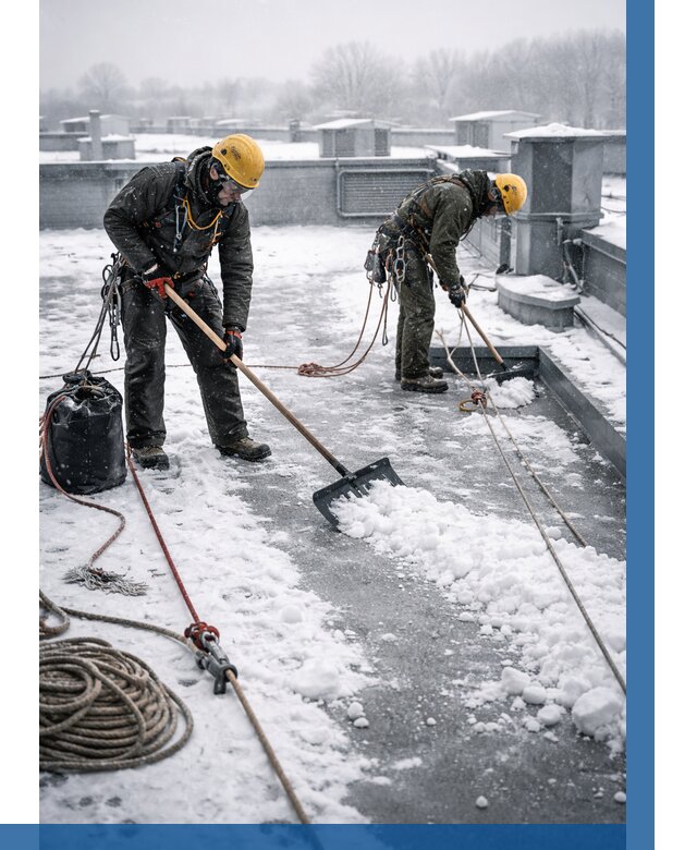 Очистка крыши от снега в Осинниках от 7688 р. | ВЫСОТНИК-Снн