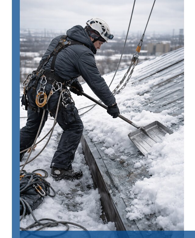 Профессиональная очистка кровли от снега и наледи в Осинниках