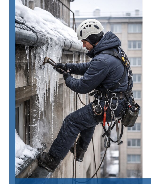 Удаление наледи и чистка водостоков в Осинниках оперативно и безопасно