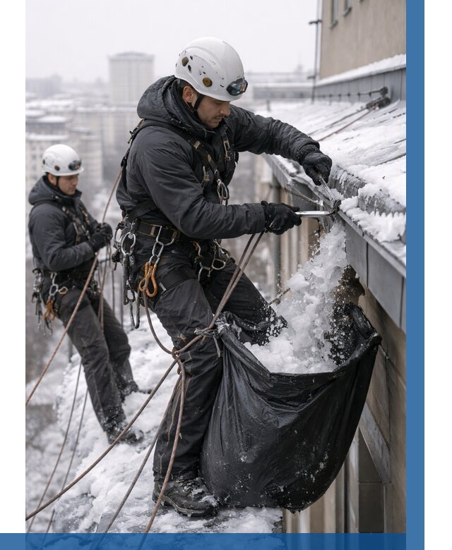 Аварийная очистка крыши в Осинниках под ключ от 308 р. | ВЫСОТНИК-Снн