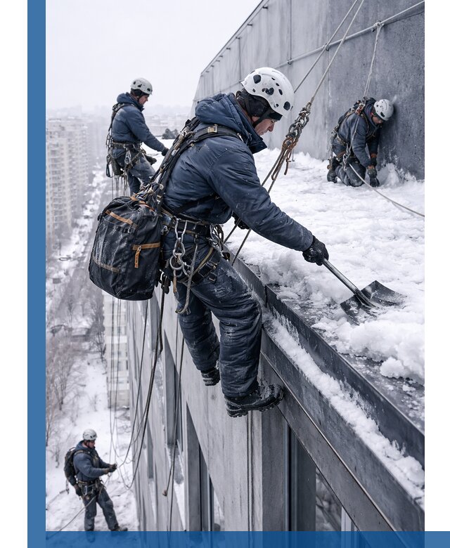 Абонентское обслуживание кровли зимой в Осинниках регулярный уход