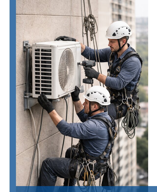 Монтаж внешнего блока кондиционера в Осинниках установка и крепление