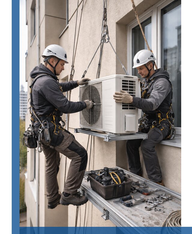 Перенос внешнего блока кондиционера в Осинниках с монтажом и крепежом