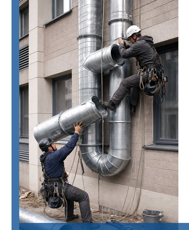 Монтаж фасадных воздуховодов в Осинниках с герметизацией и крепежом