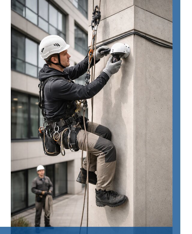 Монтаж камер видеонаблюдения на фасаде в Осинниках от 8713 р.-ВЫСОТНИК-Снн