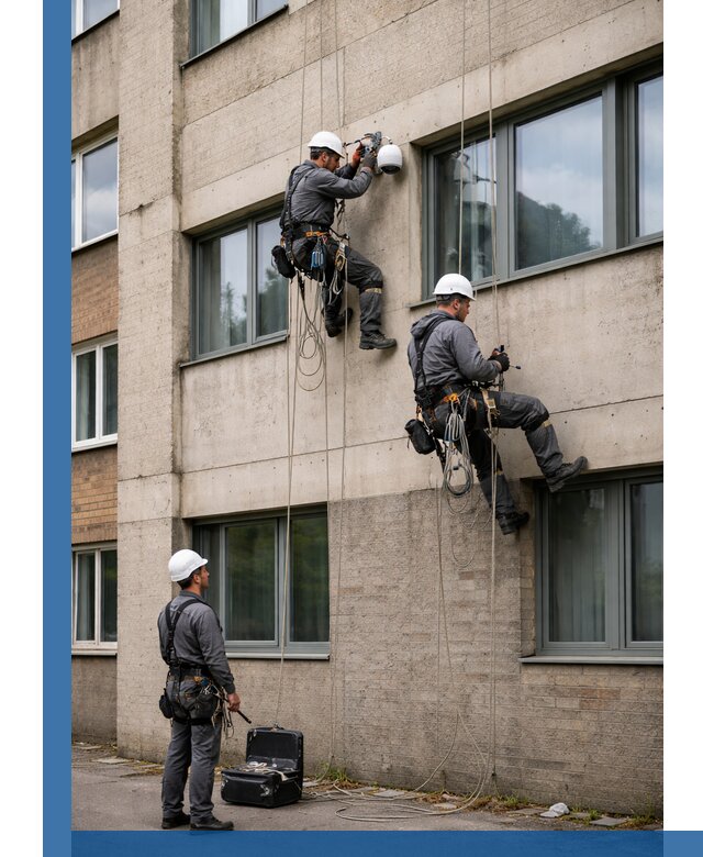 Монтаж фасадных камер видеонаблюдения в Осинниках под ключ