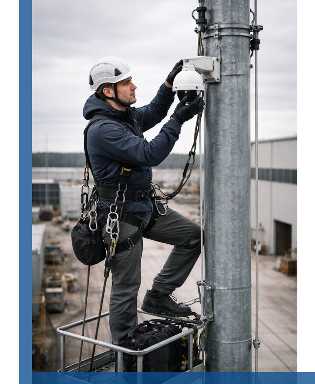Профессиональная установка видеокамер на мачте в Осинниках