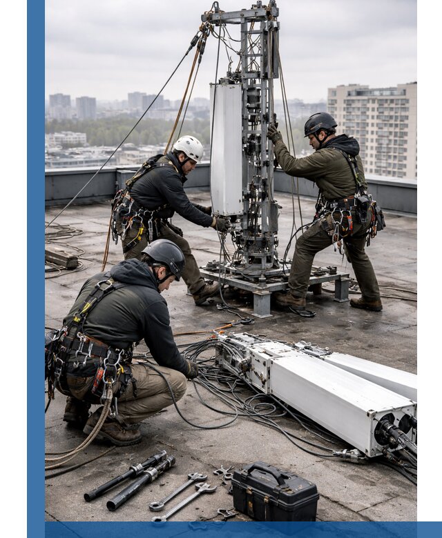 Демонтаж антенн на крыше зданий в Осинниках с гарантией