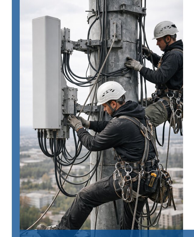 Монтаж оборудования связи на мачте в Осинниках с пусконаладкой