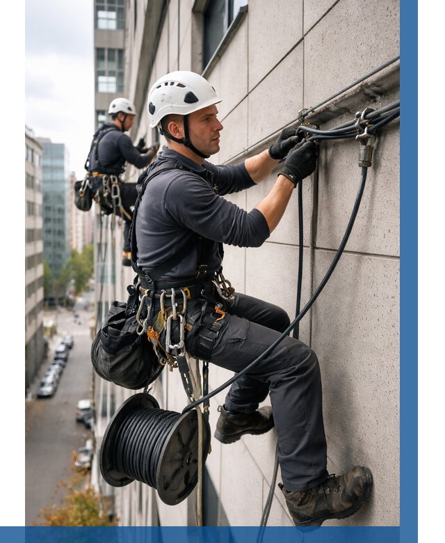 Прокладка кабеля по фасаду в Осинниках от 359 р. | ВЫСОТНИК-Снн