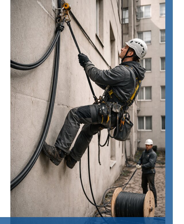 Протяжка кабеля питания на высоте в Осинниках от 461 р. | ВЫСОТНИК-Снн