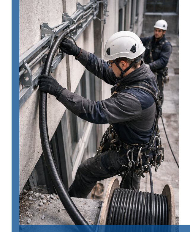 Протяжка кабеля питания на высоте в Осинниках с гарантией безопасности и качества