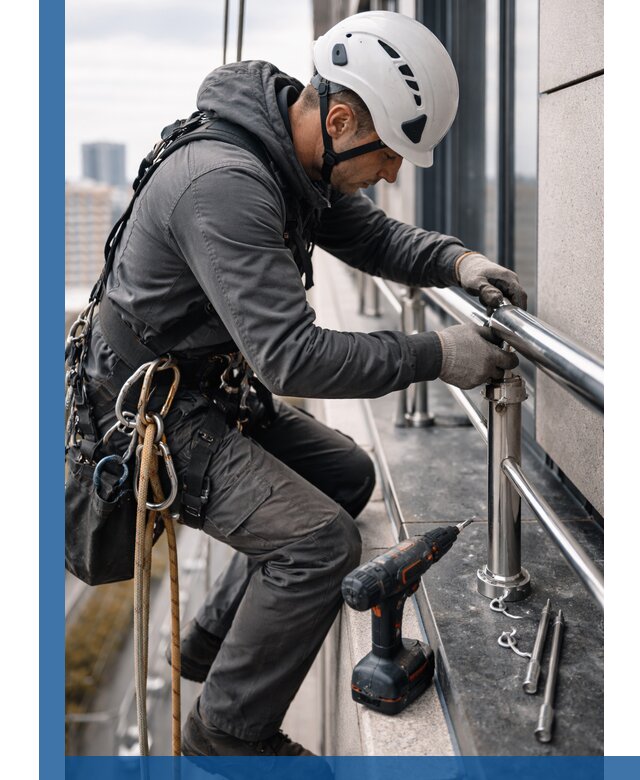 Монтаж ограждений на высоте в Осинниках для зданий и конструкций