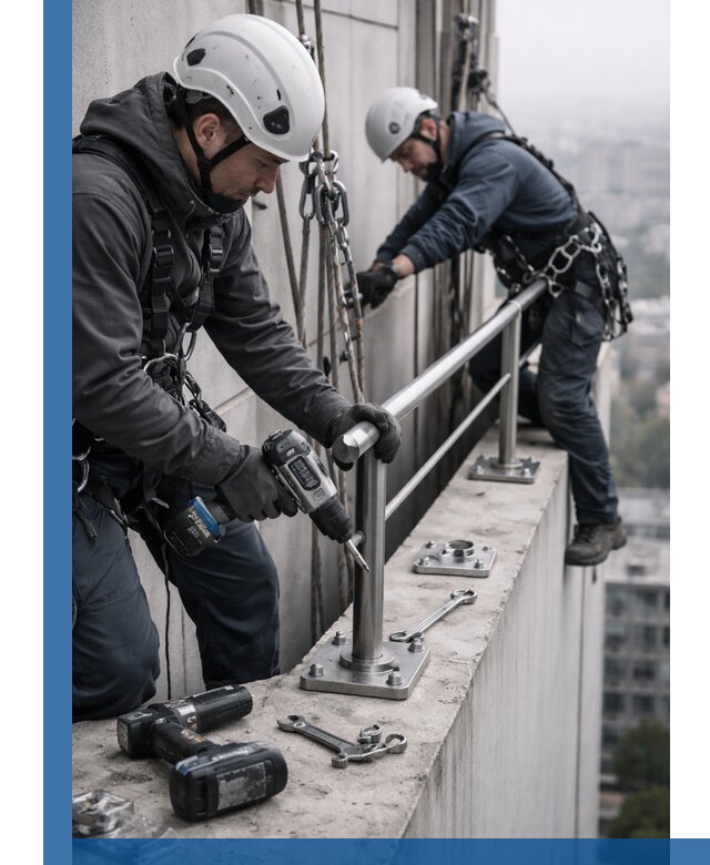 Монтаж перил на высоте в Осинниках для жилых и промобъектов