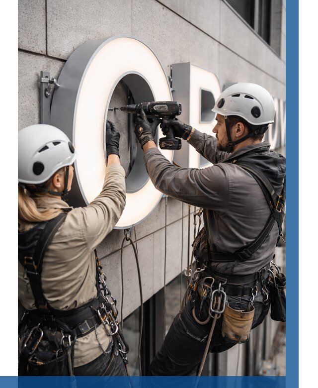 Монтаж световых букв в Осинниках от 3075 р. под ключ ВЫСОТНИК-Снн