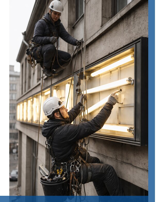 Замена ламп в вывеске в Осинниках под ключ от 3588 р. | ВЫСОТНИК-Снн